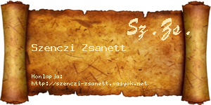 Szenczi Zsanett névjegykártya
